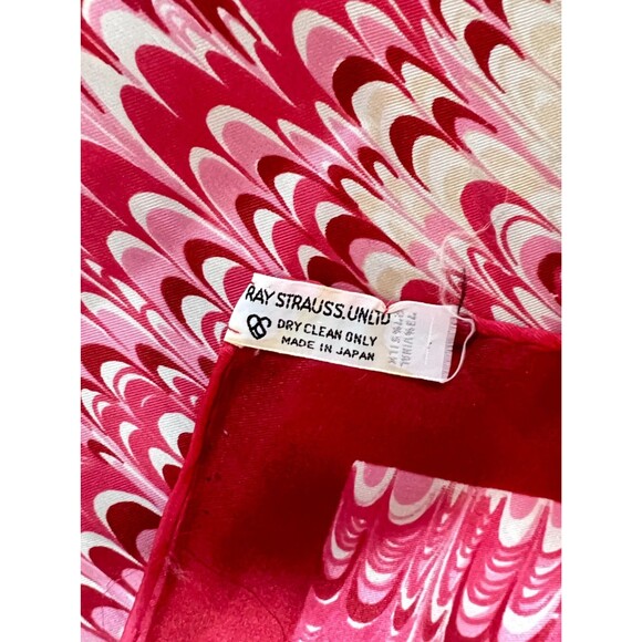 Vintage Ray Strauss Red Marbled Silk Scarf 27” Square Made in Japan - Picture 4 of 9